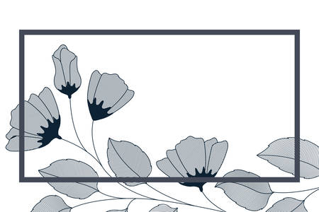 frame with flowers and leaves isolated icon vector illustration designのイラスト素材
