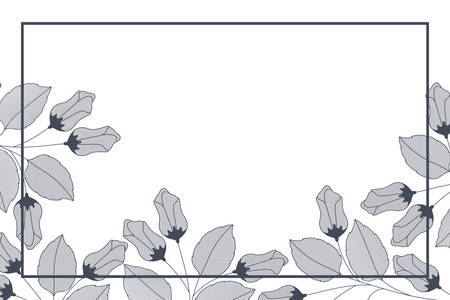 frame with flowers and leaves isolated icon vector illustration designのイラスト素材