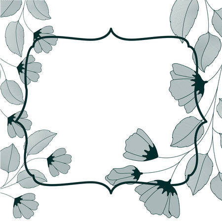 frame with flowers and leaves isolated icon vector illustration designのイラスト素材