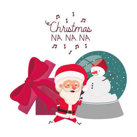 santa claus with crystal ball and gift box vector illustration desingのイラスト素材