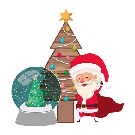 santa claus with christmas tree vector illustration desingのイラスト素材