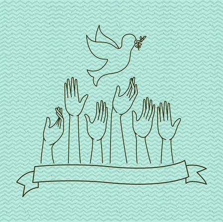 hands with dove world peace vector illustration designのイラスト素材
