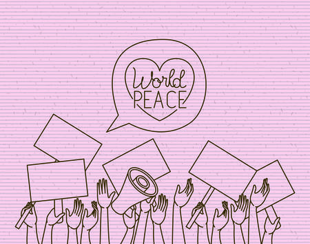 heart with hands people peace message vector illustration designのイラスト素材