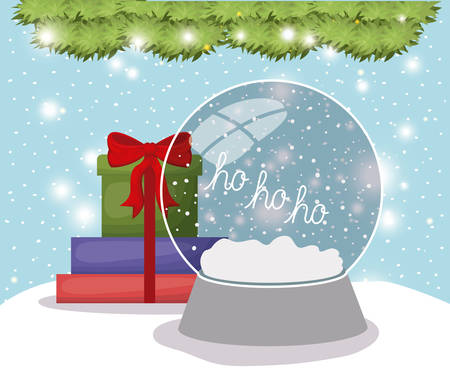 christmas card with gifts and sphere vector illustration designのイラスト素材