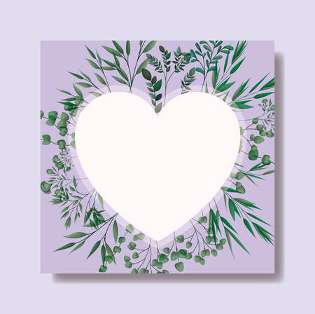 heart frame with laurel leafs vector illustration designのイラスト素材