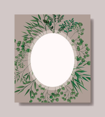 circular frame with laurel leafs vector illustration designのイラスト素材