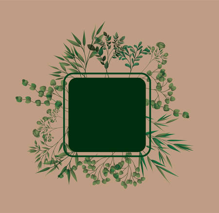 square frame with laurel leafs vector illustration designのイラスト素材