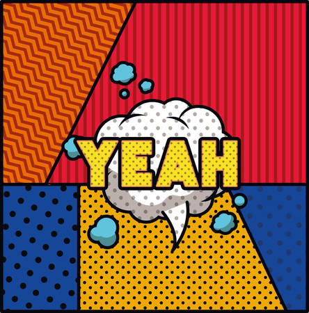 expression bubble with yeah pop art style vector illustration designのイラスト素材