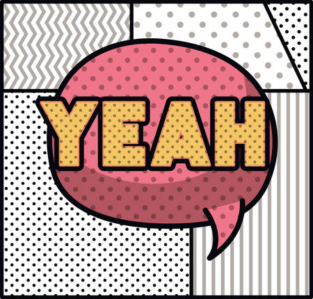 expression bubble with yeah pop art style vector illustration designのイラスト素材