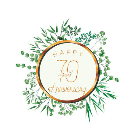 number 70 for anniversary celebration card icon vector illustration desingのイラスト素材