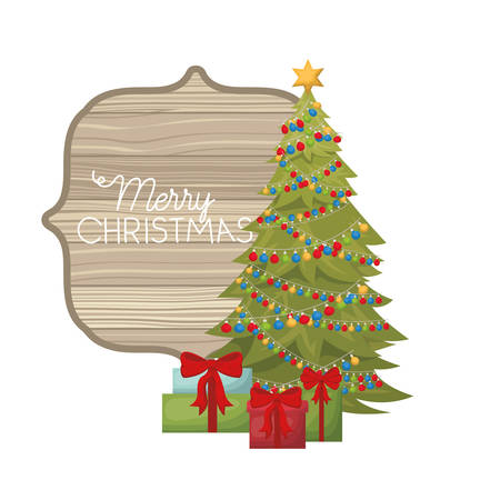 christmas tree with gifts isolated icon vector illustration desingのイラスト素材