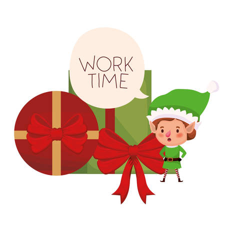 elf with gifts boxs avatar character vector illustration desingのイラスト素材