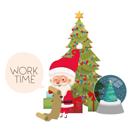 santa claus with christmas tree vector illustration desingのイラスト素材