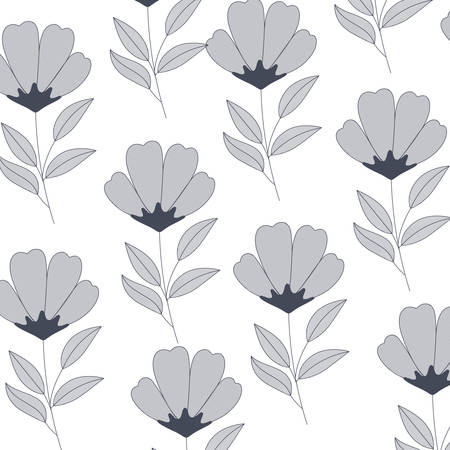 flowers with branches and leaves pattern vector illustration designのイラスト素材