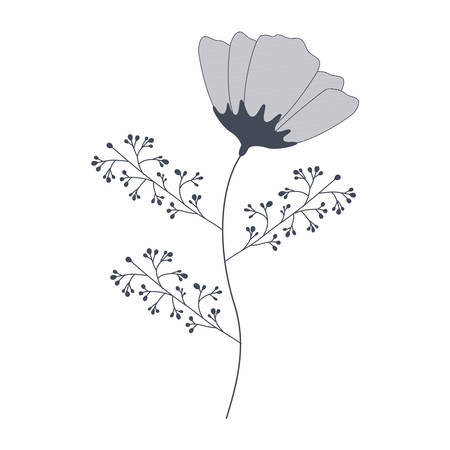 flower with branches and leaves isolated icon vector illustration designのイラスト素材