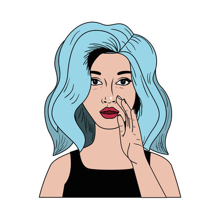 woman telling a secret avatar character vector illustration designのイラスト素材