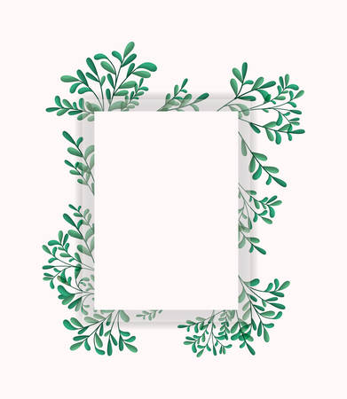 square frame with laurel leafs vector illustration designのイラスト素材