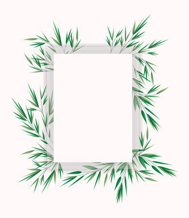 square frame with laurel leafs vector illustration designのイラスト素材