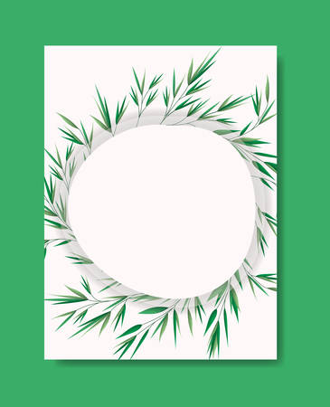 card with circular frame and laurel leafs vector illustration designのイラスト素材