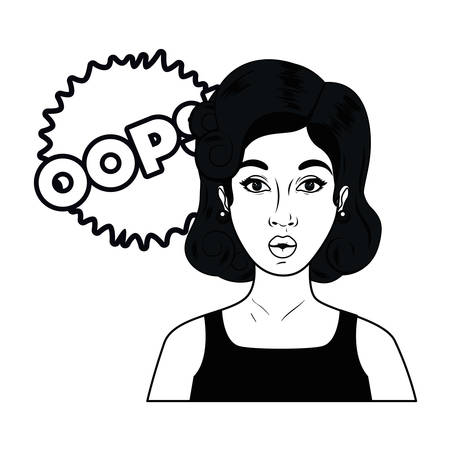 woman with speech bubble about comic vector illustration designのイラスト素材