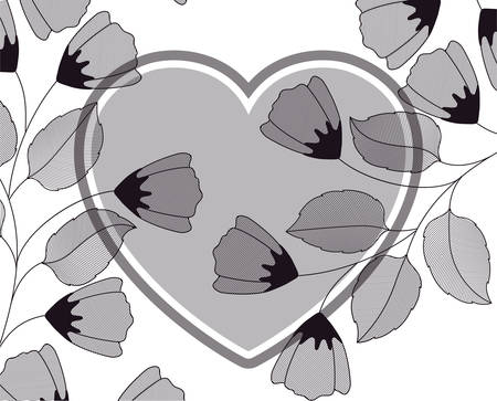 flowers with leaves and heart isolated icon vector illustration desingのイラスト素材
