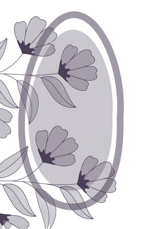 flowers with leaves and oval isolated icon vector illustration desingのイラスト素材