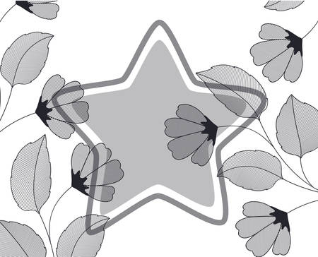 flowers with leaves and star isolated icon vector illustration desingのイラスト素材