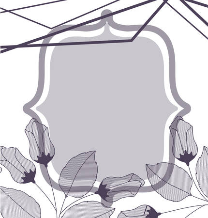 flowers with leaves and geometrical lines vector illustration designのイラスト素材