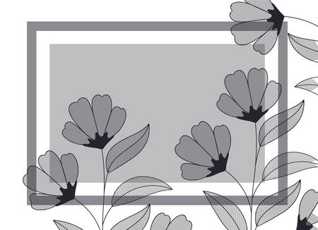 flowers with leaves and square icon vector illustration desingのイラスト素材