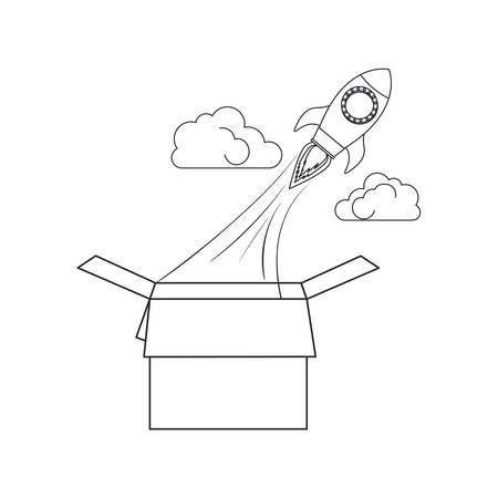 cardboard box with rocket isolated icon vector illustration designのイラスト素材
