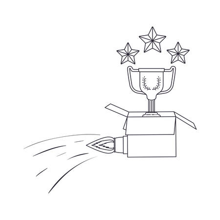 cardboard box with trophy isolated icon vector illustration designのイラスト素材