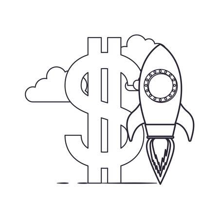 dollar symbol with rocket isolated icon vector illustration designのイラスト素材