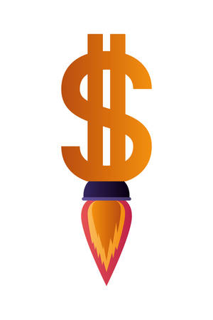 dollar symbol with rocket isolated icon vector illustration designのイラスト素材