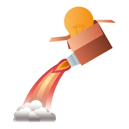 box with bulbs and rockets isolated icon vector illustration designのイラスト素材
