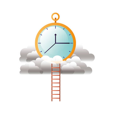 clock with clouds and stairs vector illustration designのイラスト素材
