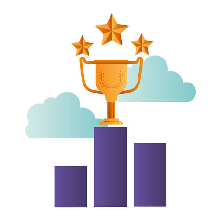 bar chart with trophies isolated icon vector illustration designのイラスト素材