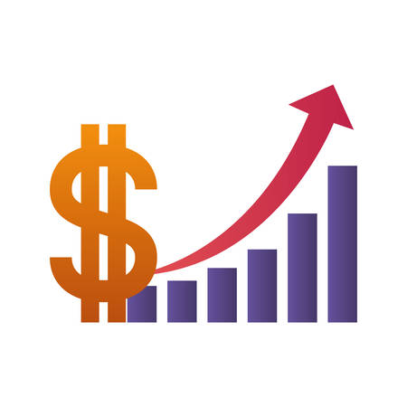 dollar symbol with bar graph isolated icon vector illustration designのイラスト素材