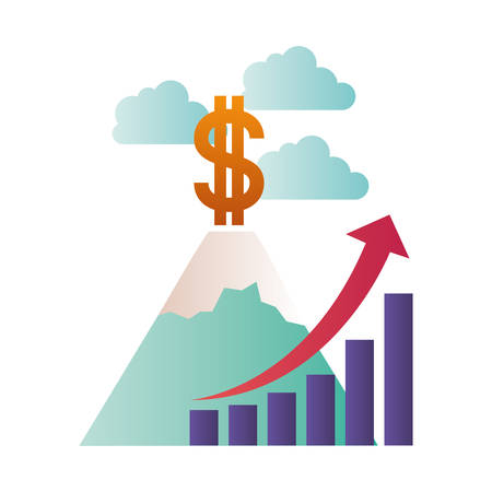 dollar symbol with bar graph isolated icon vector illustration designのイラスト素材