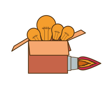 box with bulbs and rockets isolated icon vector illustration designのイラスト素材