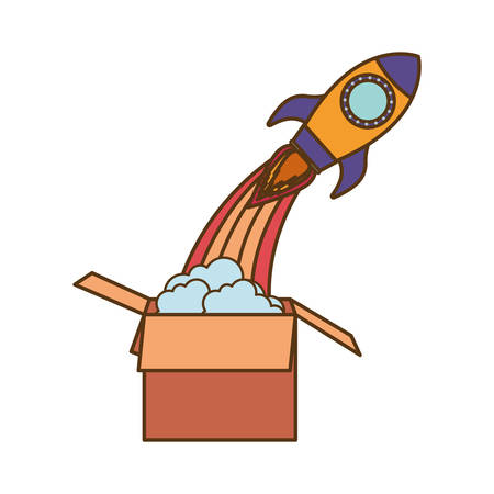 cardboard box with rocket isolated icon vector illustration designのイラスト素材