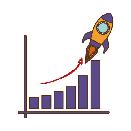 bar graph with rocket isolated icon vector illustration designのイラスト素材