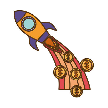 rocket and coins isolated icon vector illustration designのイラスト素材