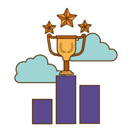 bar chart with trophies isolated icon vector illustration designのイラスト素材