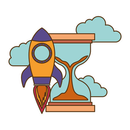 rocket with hourglass isolated icon vector illustration designのイラスト素材