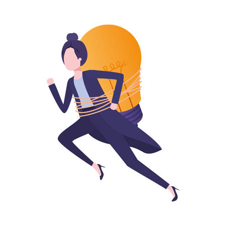 Businesswoman with lightbulb avatar character vector illustration desingのイラスト素材