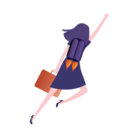 businesswoman with rocket avatar character vector illustration desingのイラスト素材