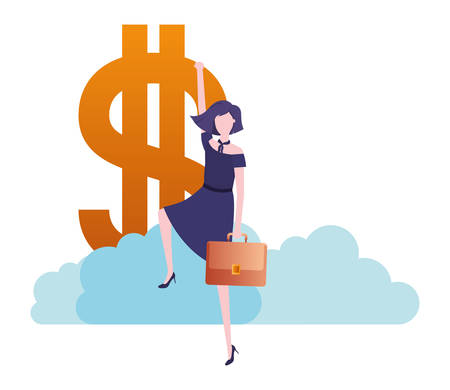 businesswoman with dollar sign avatar character vector illustration desingのイラスト素材