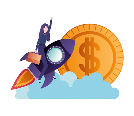 businesswoman with dollar sign avatar character vector illustration desingのイラスト素材