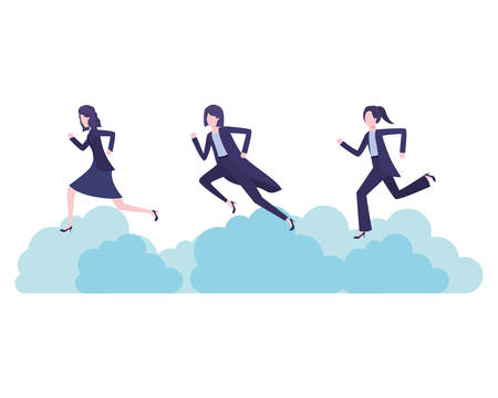 businesswomen with clouds avatar character vector illustration desingのイラスト素材