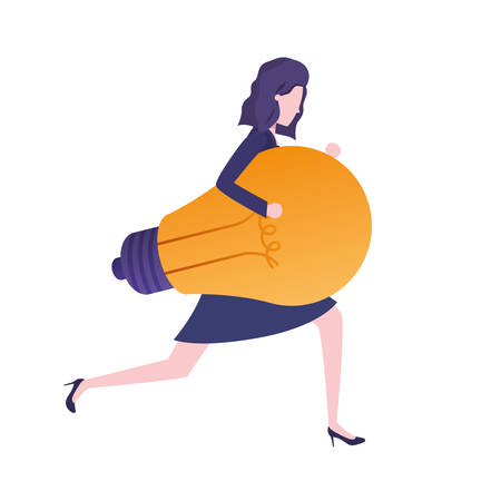 Businesswoman with lightbulb avatar character vector illustration desingのイラスト素材